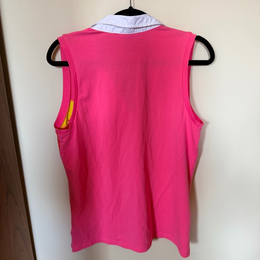 SOLD Lauren Ralph Lauren active hot pink collared tank top L - Picture 4 of 4
